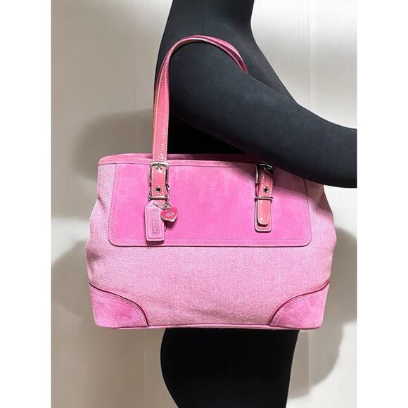 Vintage Coach 1408 Hamptons Herringbone Wool Satchel & FS5878 Wristlet - Picture 9 of 16